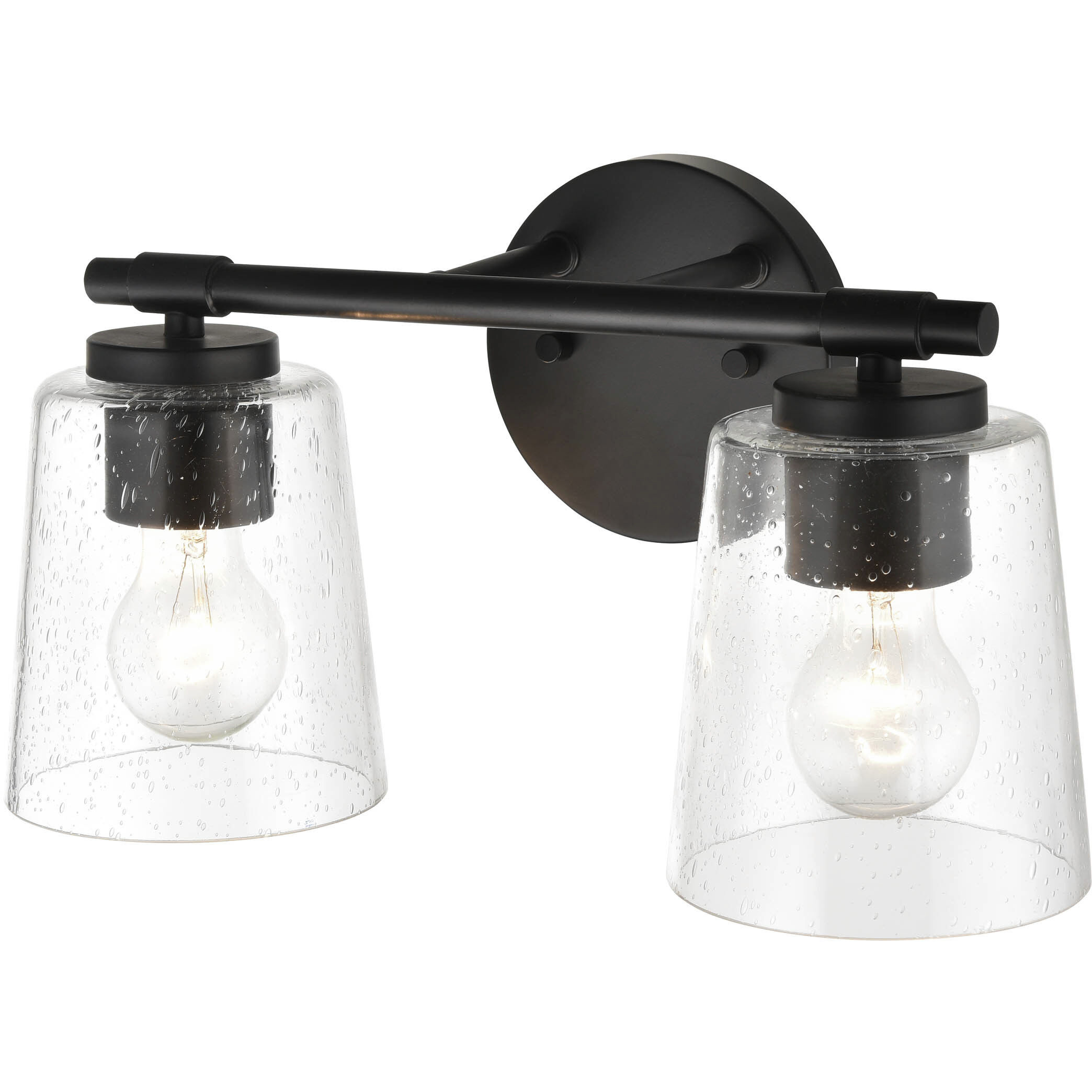 None 2 Light 15 inch Matte Black Bathroom Vanity Light Wall Light